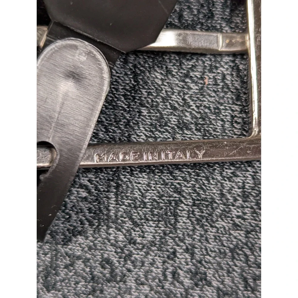 Made in Italy Brown Leather Belt with Suede Inlay Solid Brass Buckle 38 Inch
